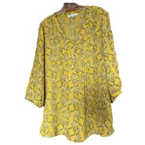 Floral Yellow Women's Loose Blouse